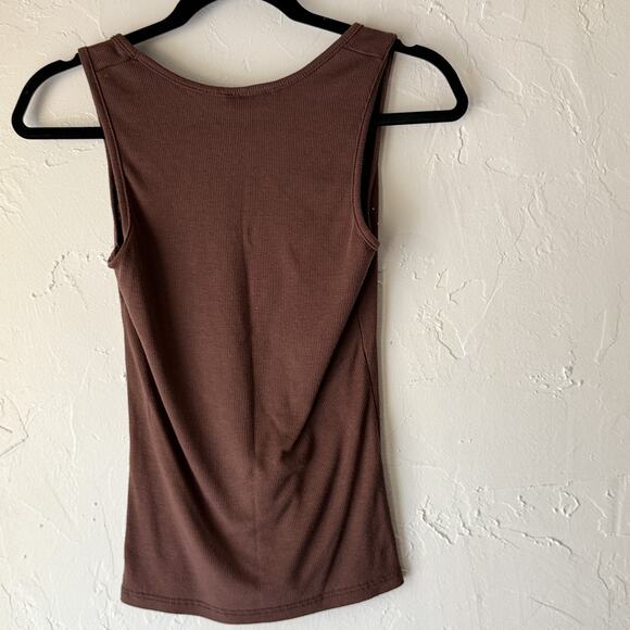Sylvie & Mado Tank Top Y2k Small Brown Tuscan Rhinestone Ribbed Going Out - Picture 8 of 8